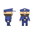 Police officer in cartoon style. Vector flat policeman. Character for game. Patrolman in uniform. Bearded man Royalty Free Stock Photo