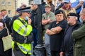 A Police Officer confronts Anti BLM counter protesters at a Black Lives Matter protest in Richmond, North Yorkshire