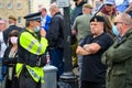 A Police Officer confronts British Anti BLM counter protesters at a Black Lives Matter protest