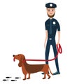 Police officer cop with trained dog Royalty Free Stock Photo