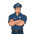 Police officer with crossed arms