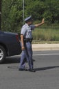 Police officer directing traffic in Forestville, Maryland