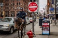 A police officer is on duty in downtown Chicago