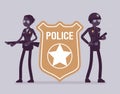 Police officer emblem and policemen Royalty Free Stock Photo