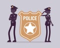 Police officer emblem and policemen Royalty Free Stock Photo