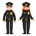 Police officer female male policeman flat design woman man character law protection isolated vector illustrator