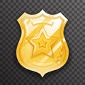 Police officer gold badge icon protection insignia law order decoration design vector illustration Royalty Free Stock Photo