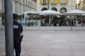 Police officer guarding Lisbon street