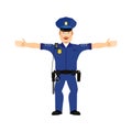 Police officer Happy Emoji isolated. Policeman merry emotion