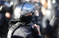 Police officer helmet detail during council of ministers