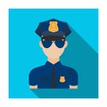 Police officer icon in flat style isolated on white background. Police symbol stock vector illustration. Royalty Free Stock Photo