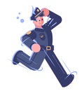 Police officer job semi flat RGB color vector illustration