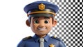 Police officer, law enforcement, cop character, security personnel, officer icon png transparent image Generative AI