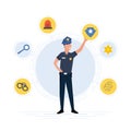 Police officer with law enforcement icons Royalty Free Stock Photo