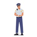 Police Officer Male Character Professional Occupation, Traffic Policeman Job. Road Inspector Wear Uniform Writing Fine