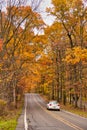 Police Officer patrols the main road of a local park in Fall.