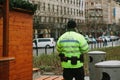 A police officer patrols public order while celebrating Christmas.