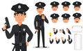 Police officer, policeman. Pack of body parts and emotions