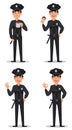 Police officer, policeman. Set of cartoon character cop