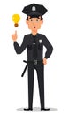 Police officer, policeman. Surprised cartoon character cop.