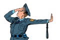 Police officer shame denial gesture no