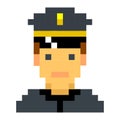 Police officer sheriff cop pixel art cartoon retro game style set