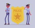 Police officer sign and black policemen Royalty Free Stock Photo