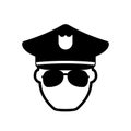 Police officer with sunglasses silhouette icon. Clipart image