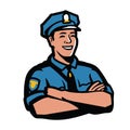 Police officer symbol. Policeman, security guard emblem vector illustration