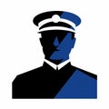 Iconic Police Officer Silhouette: Symbolic Mid-century Illustration Royalty Free Stock Photo