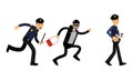 Police officer trying to catch criminal. Policeman at work cartoon vector illustration