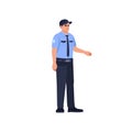 Police officer in uniform semi flat RGB color vector illustration