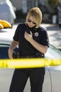 Police Officer Using Two-Way Radio Royalty Free Stock Photo