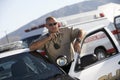 Police Officer Using Two Way Radio Royalty Free Stock Photo