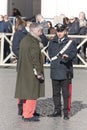 Police officers (Carabinieri) talking with citizen