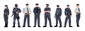 Police officers. Cartoon policeman policewoman characters, flat cops team in uniform, guard and security enforcement concept.