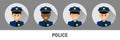 Police officers of different nationalities. Policeman flat style