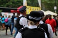 Police officers on duty on a city center street during special event Royalty Free Stock Photo