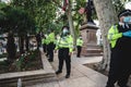 Police officers on duty at Extinction Rebellion Protest at Parliament square