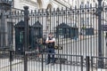 Police officers guards the gate of Downing Street 10, London Royalty Free Stock Photo