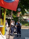 Police officers patrol Montmarte on Bicycles, Paris, France