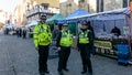 Police Officers Patrolling Street Market on Castle Hill Lincoln Royalty Free Stock Photo