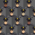 Police officers seamless pattern. police stand guard