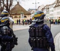 Police officers securing the zone in front of Yellow Jackets Gil