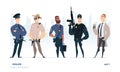 Police officers set. Young cheerful police men set. Police character collection. Royalty Free Stock Photo