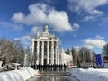 Moscow, Russia, February, 20, 2024. Police officers stand in front of Pavilion No. 68 \