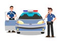 Police Officers with Walky Talky Cartoon Character Royalty Free Stock Photo