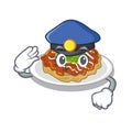 Police okonomiyaki is cooked in cartoon pan