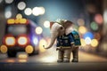 Police Pachyderm: Elephants on Patrol in Stunning 32k Megapixel Photography with Bokeh, Depth of Field, and ProPhoto RGB Royalty Free Stock Photo