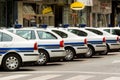 Police patrol automobiles on streets Royalty Free Stock Photo